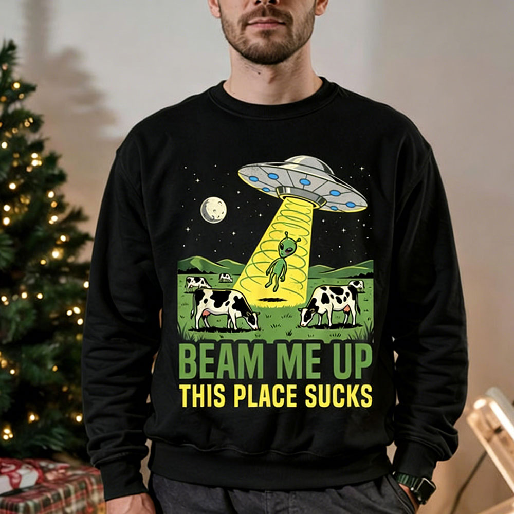 Beam Me Up This Place-Sudadera - Winter Clothing Quotes reseña y precio